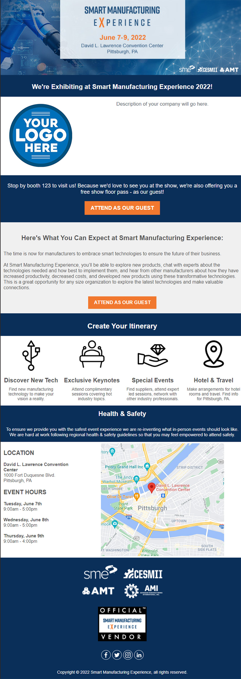 Smart Manufacturing Experience Exhibitor Landing page